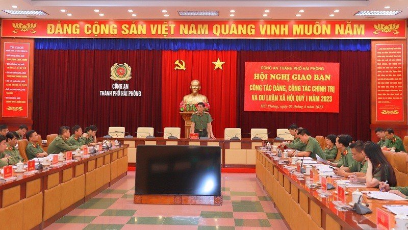 Giao ban công tác Đảng, công tác chính trị và dư luận xã hội Công an thành phố quý 1 năm 2023